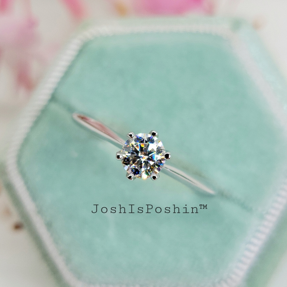 0.50CT Moissanite solitaire engagement ring in sterling silver